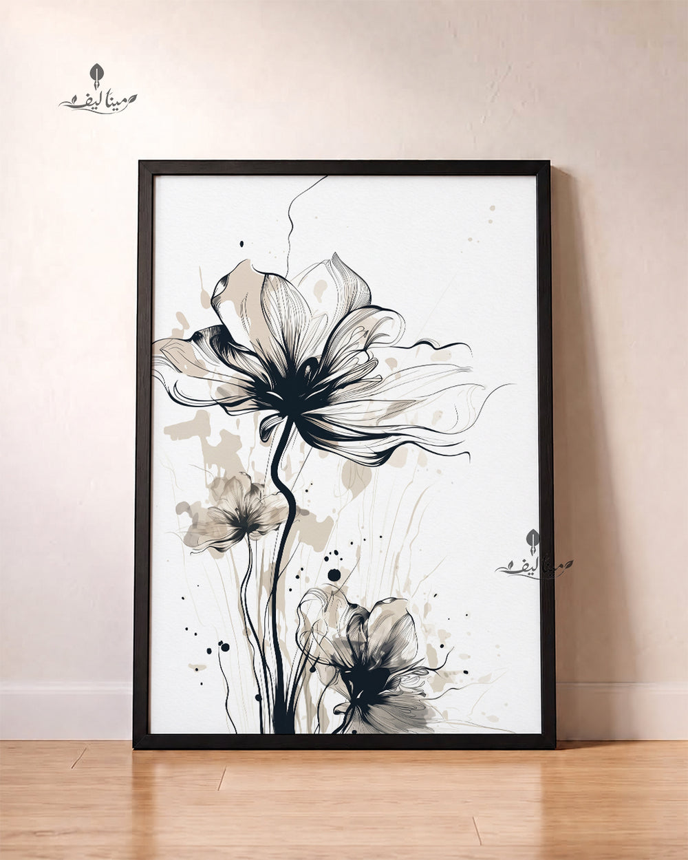 Wild Flower Botanical Ink Line Art Wall Art Canvas
