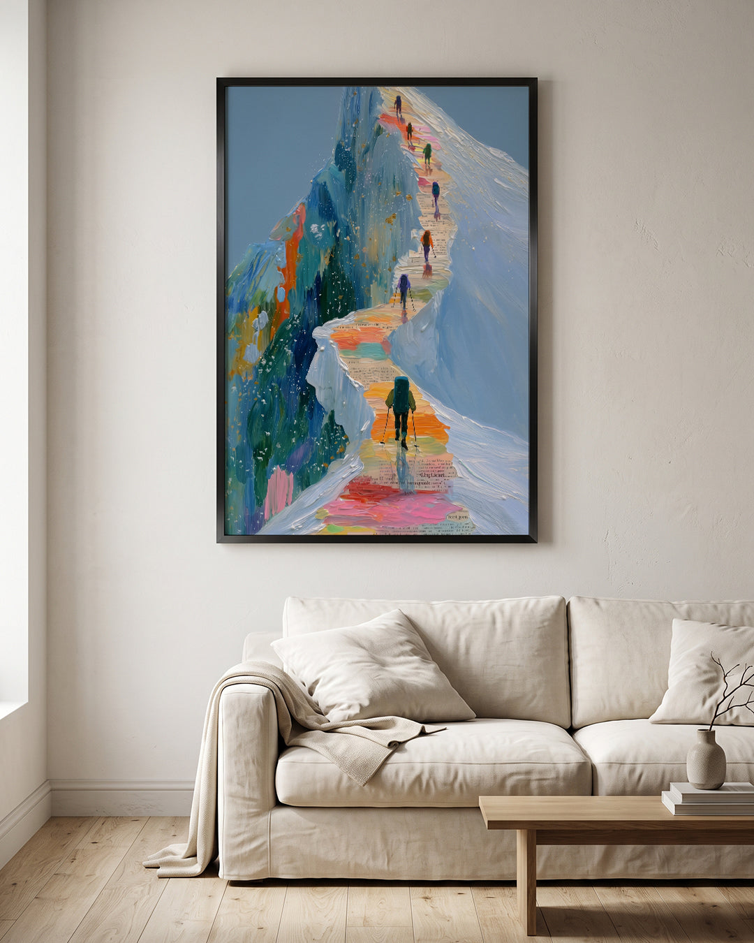 Climbers Journey Snow Mountain Peak Motivational Wall Art Canvas