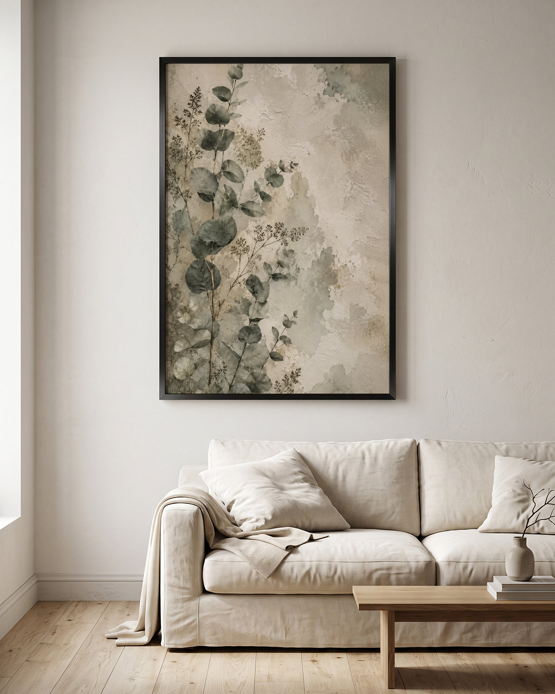 Eucalyptus Leaves Weathered Wall Botanical Wabi Sabi Wall Art Canvas