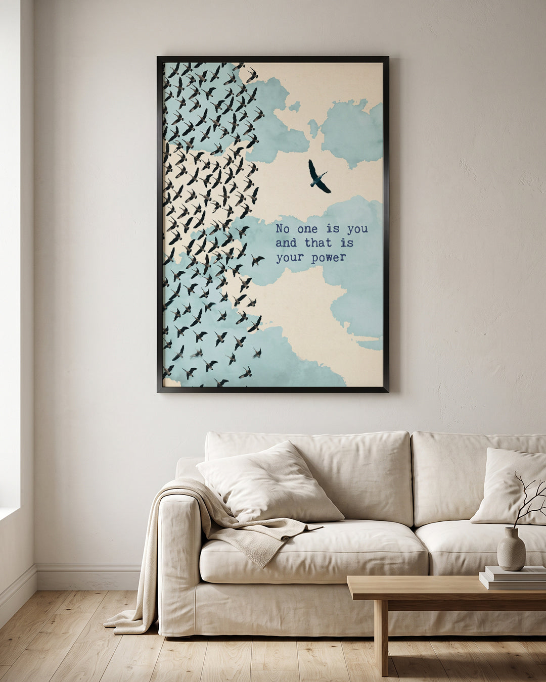 No One Is You Birds Flying Sky Motivational Wall Art Canvas