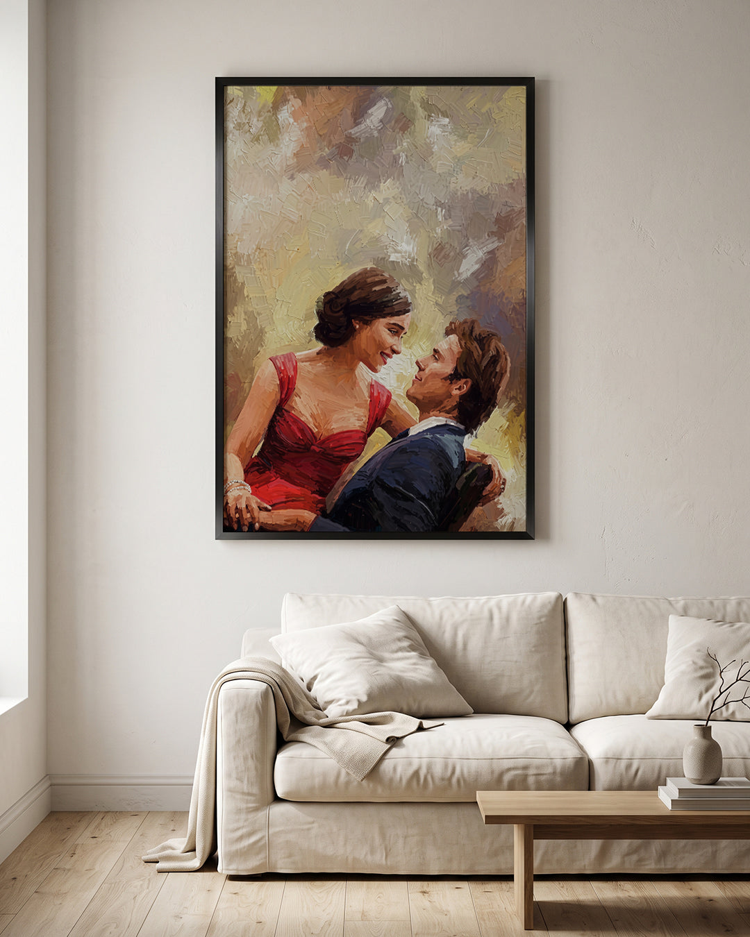 Romantic Couple Dance Hold Textured Oil Paint Wall Art Canvas