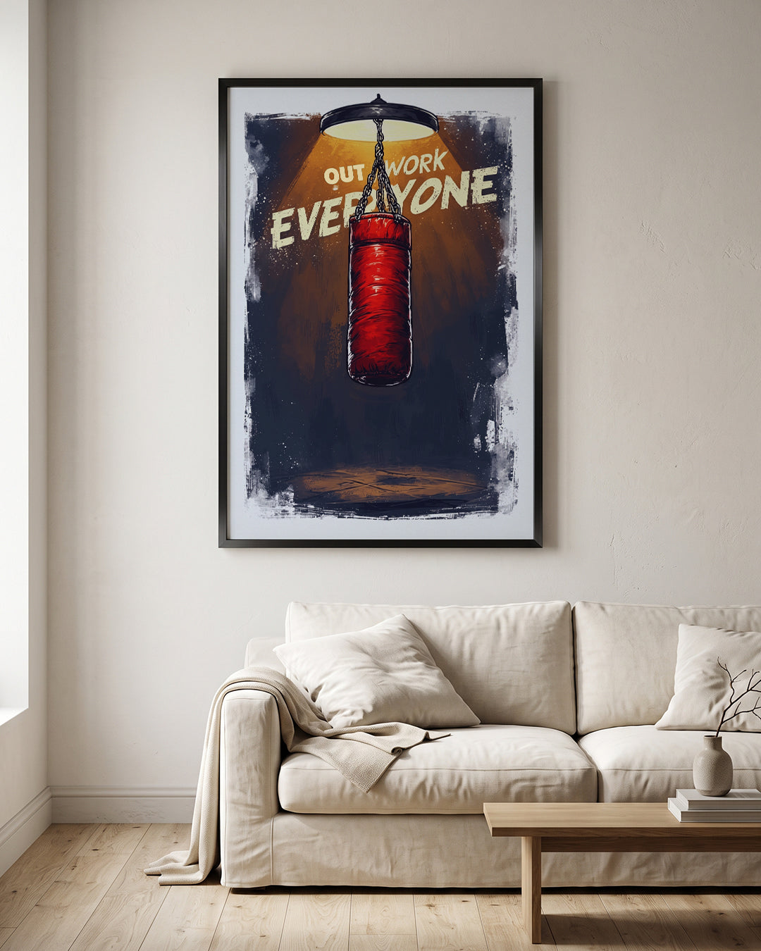 Outwork Everyone Punching Bag Vintage Motivational Wall Art Canvas