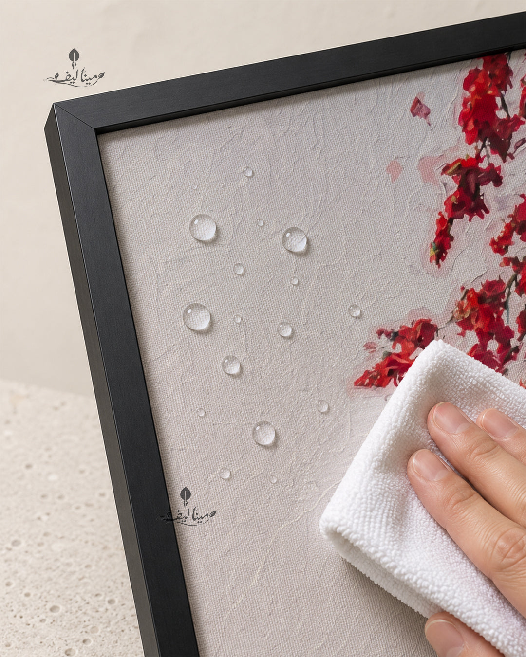Woman Reaching Red Flower Branch Textured Oil Paint Wall Art Canvas