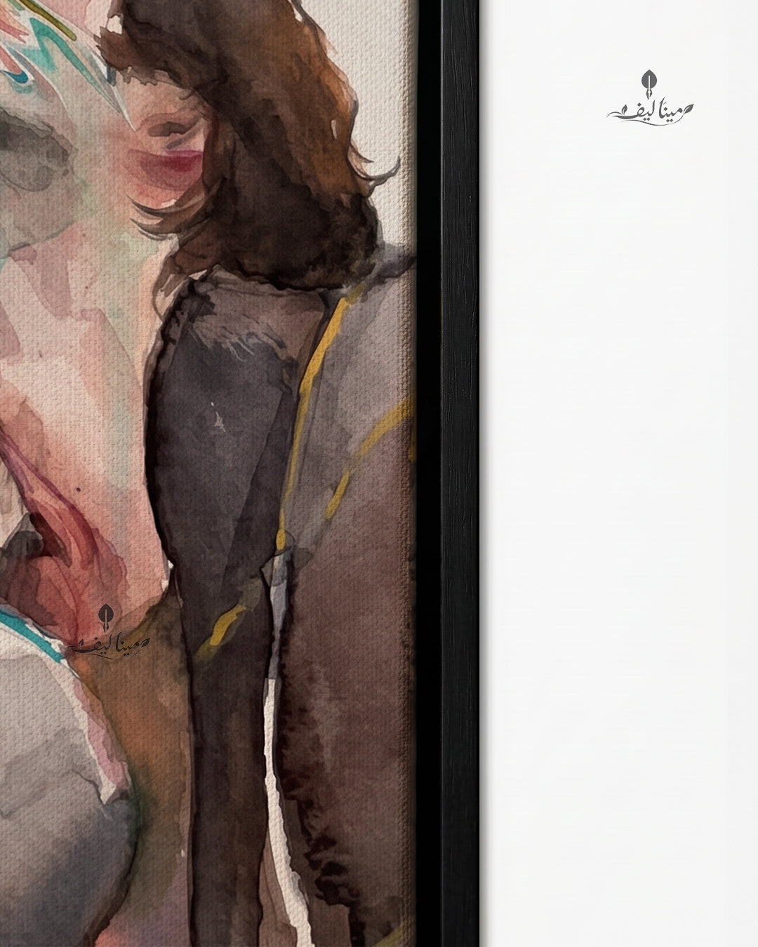 Love Is Couple Kiss Red Hair Watercolor Wall Art Canvas