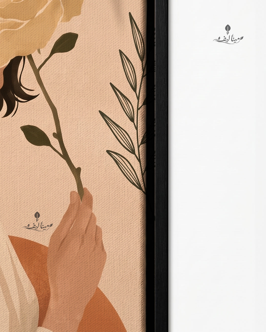 Woman Holding Rose Boho Terracotta Illustration Wall Art Canvas