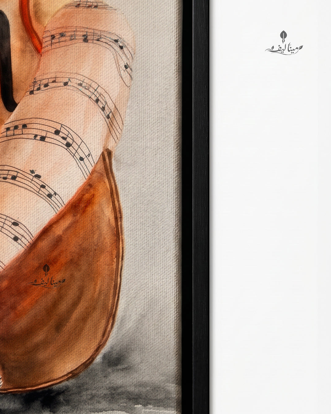 Woman Violin Musical Notes Surreal Watercolor Wall Art Canvas
