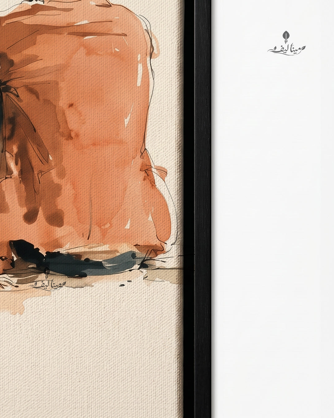 Couple Sitting Historic Columns City Watercolor Wall Art Canvas