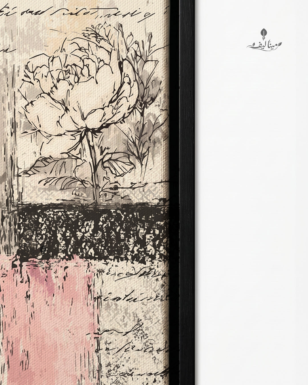 Vintage Rose Floral Sketch Collage Wall Art Canvas