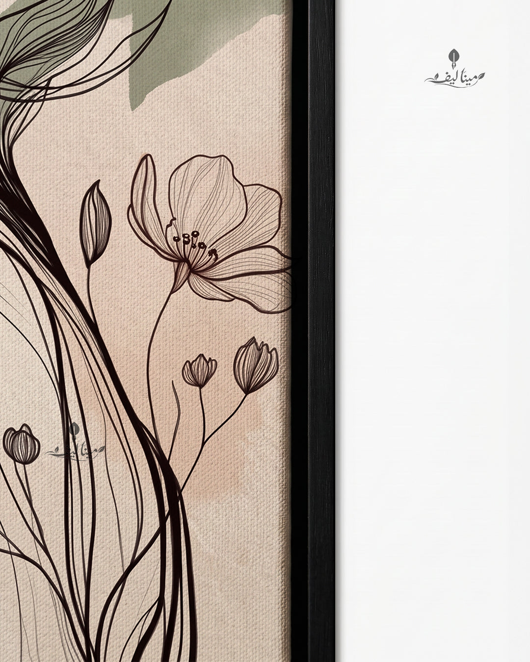 Woman Face Floral Hair Boho Line Art Wall Art Canvas