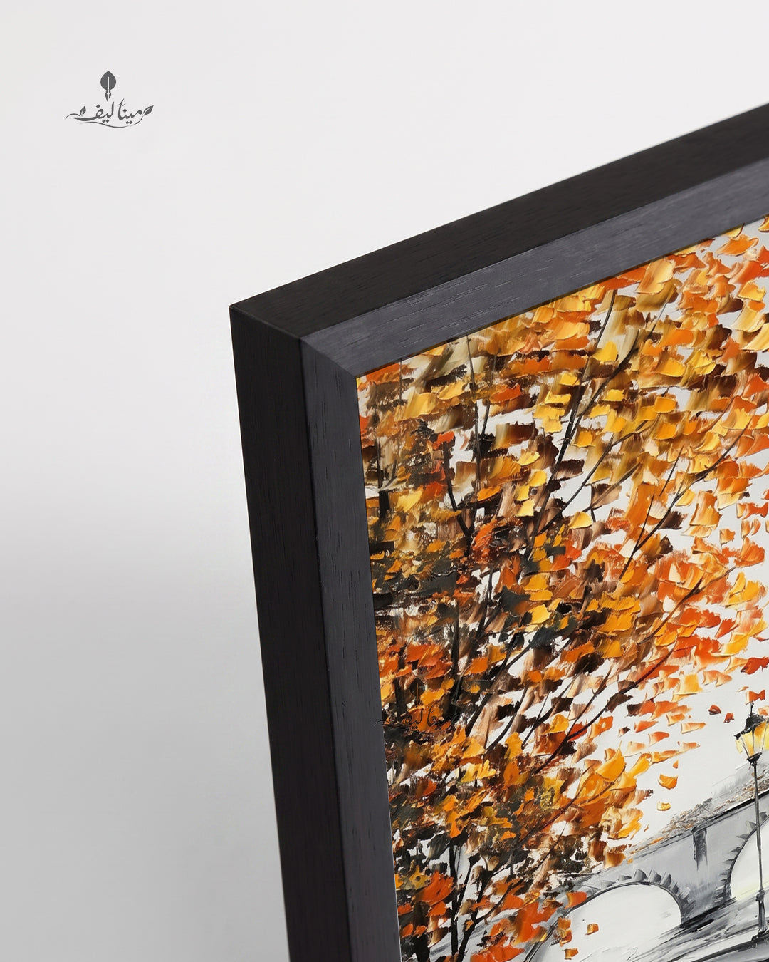 Paris Autumn Couple Walk Eiffel Tower Textured Oil Paint Wall Art Canvas