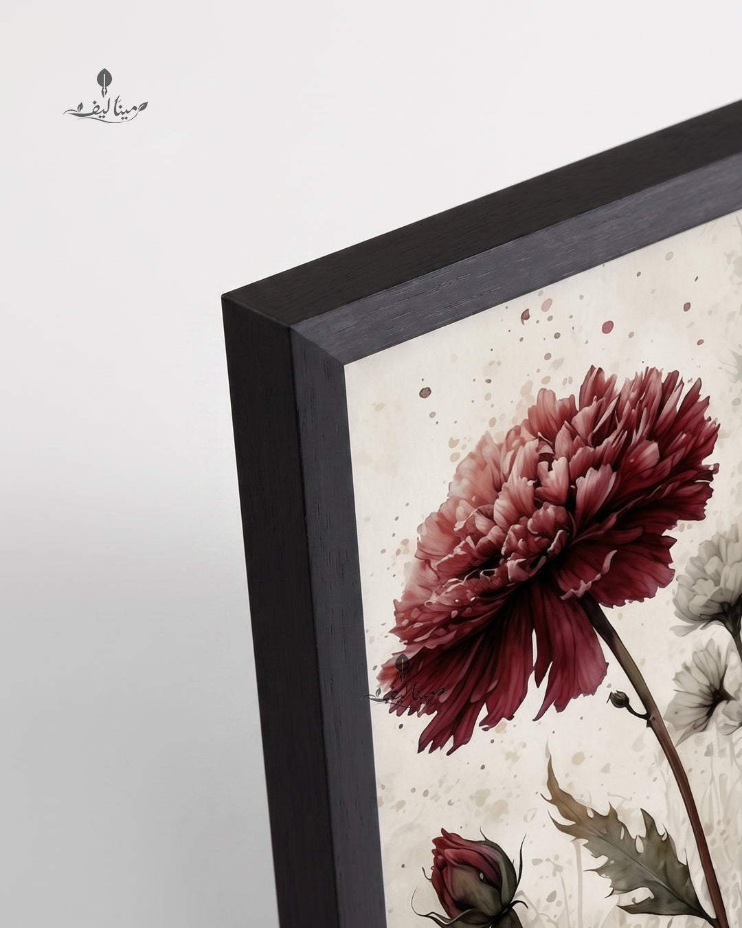 Dark Red Peony Wildflowers Vintage Watercolor Wall Art Canvas