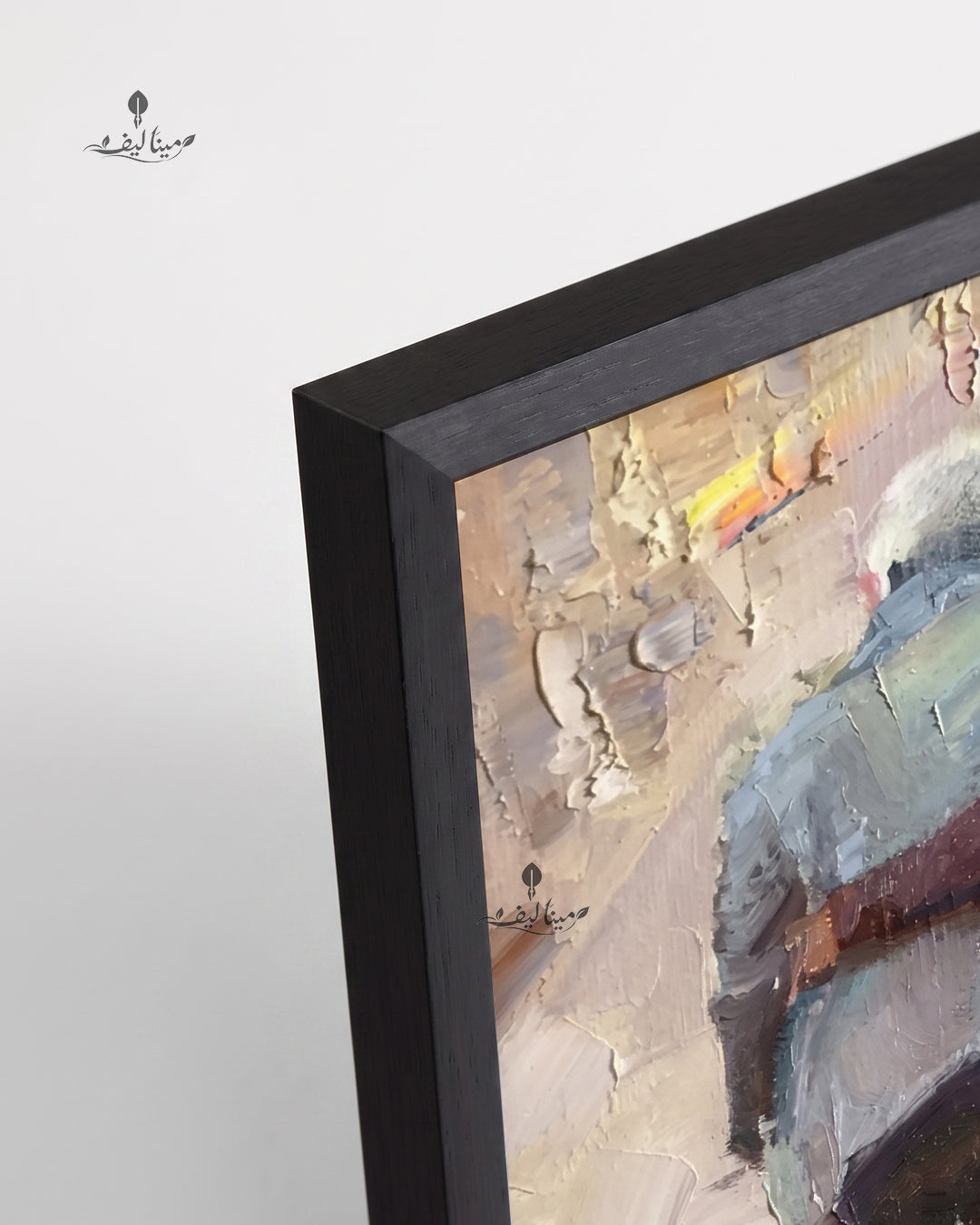 Elderly Couple Walking Together Textured Oil Paint Wall Art Canvas