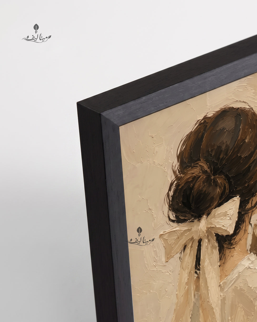 Woman With Daisy Bouquet Bow Hair Textured Oil Paint Wall Art Canvas