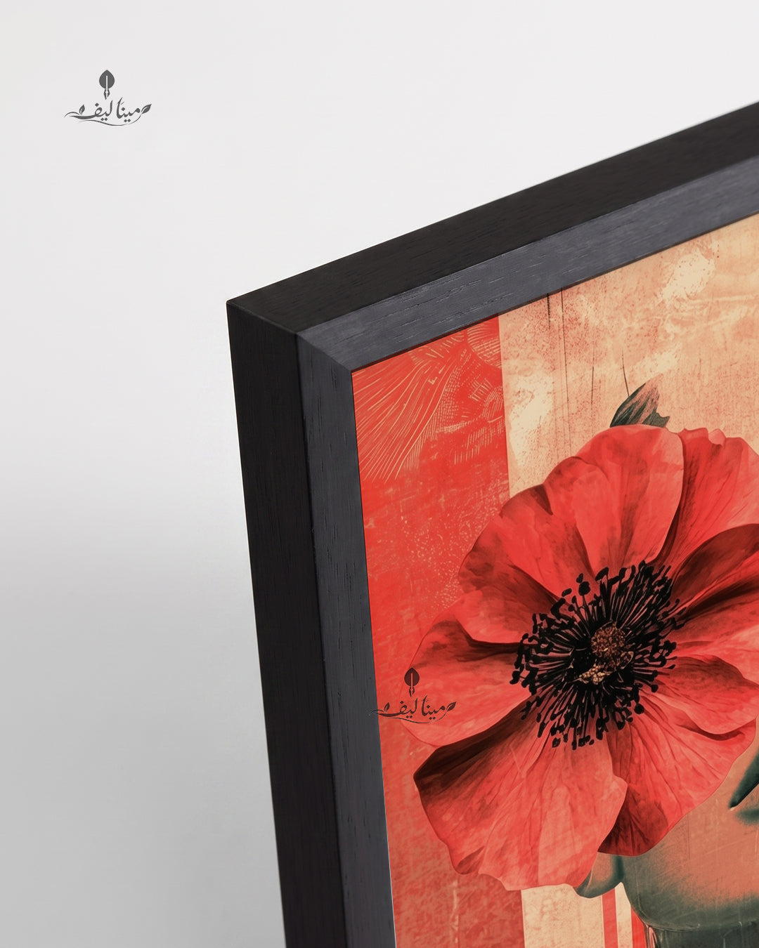 Woman Face Red Poppy Flower Vintage Collage Wall Art Canvas
