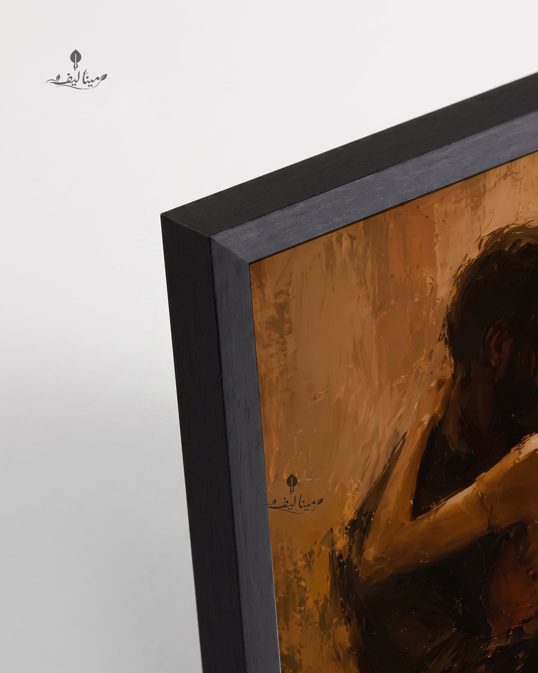 Romantic Couple Embrace Warm Tones Textured Oil Paint Wall Art Canvas