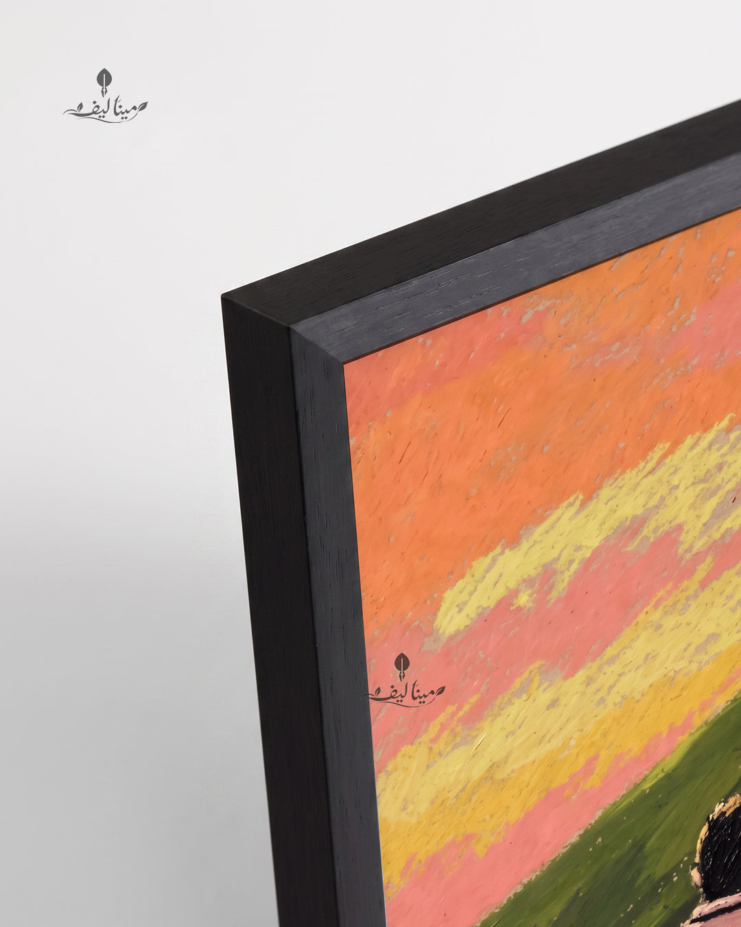 Couple On Bench Sunset Hills Oil Pastel Style Wall Art Canvas