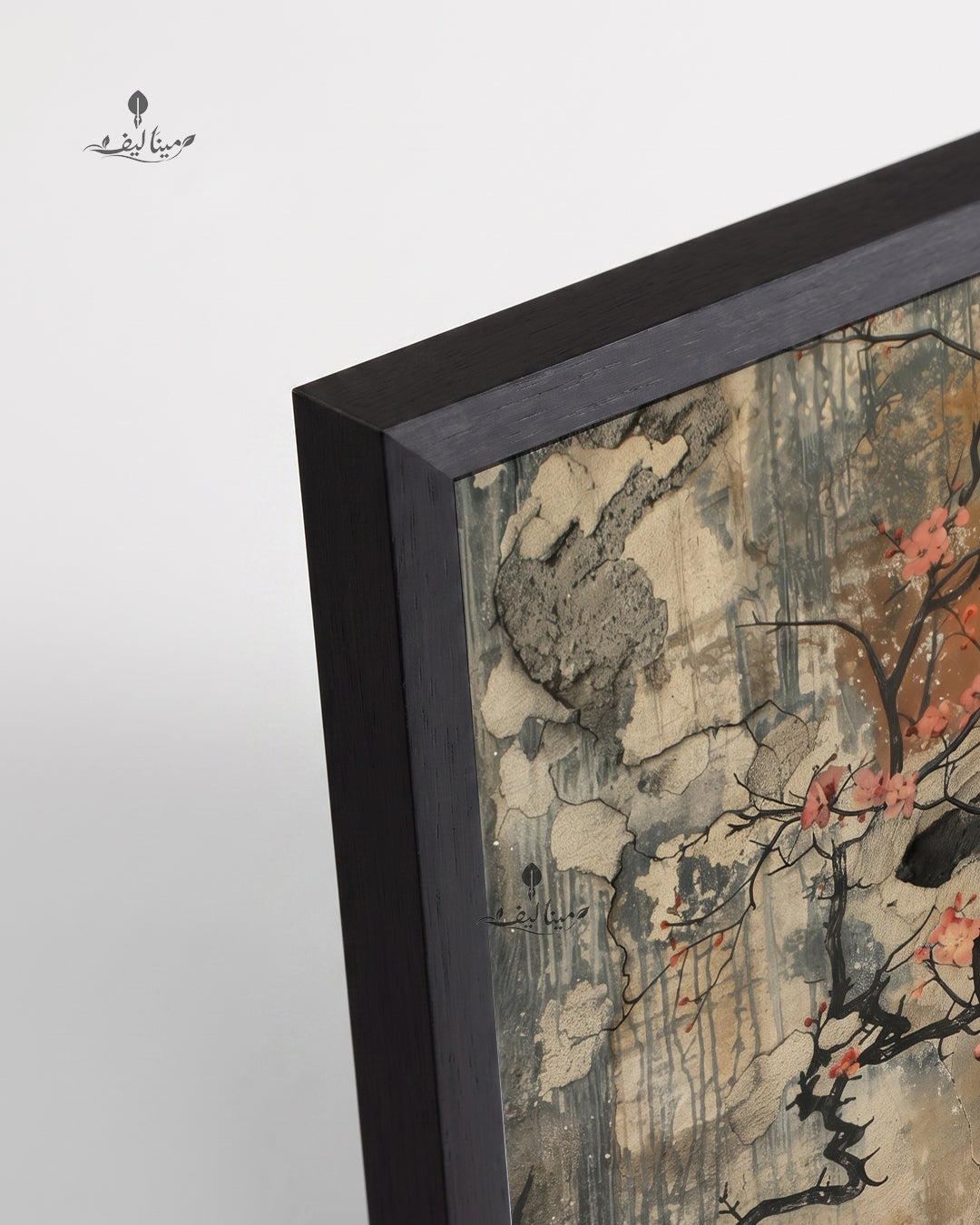 Cherry Blossom Branch Weathered Wall Chinoiserie Wall Art Canvas