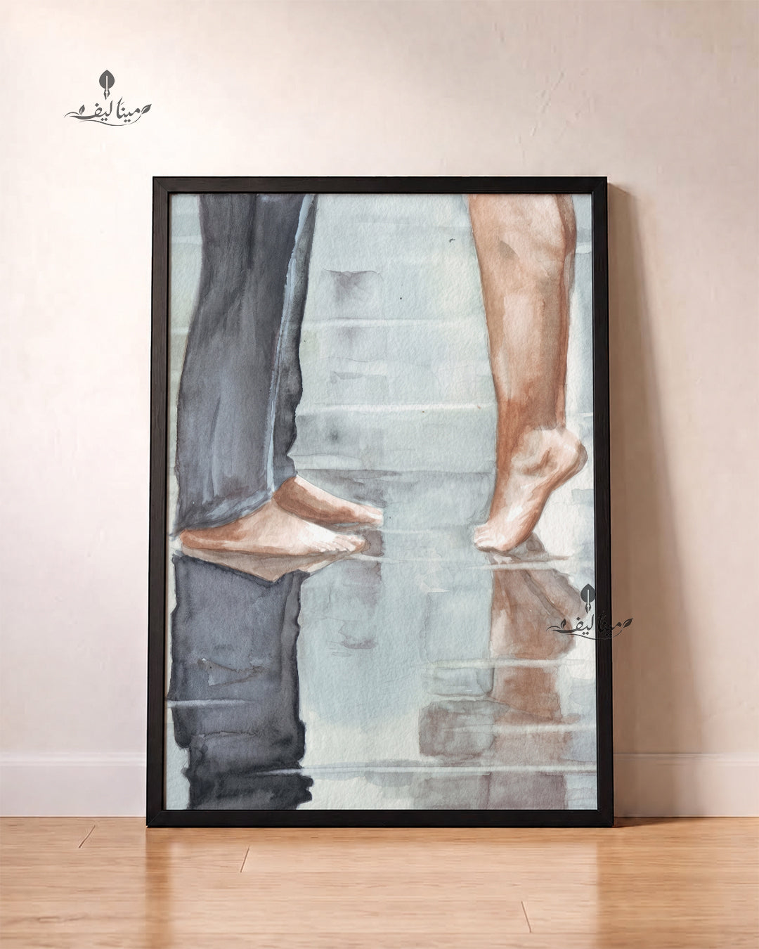 Tiptoe Kiss Feet Watercolor Style Wall Art Canvas
