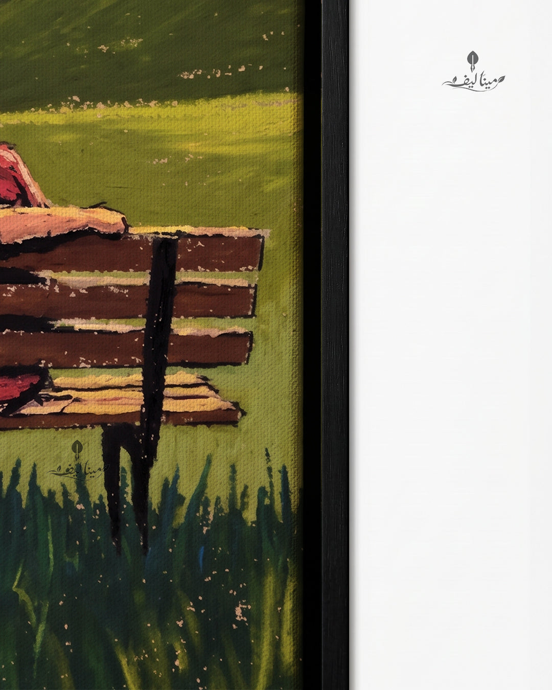 Couple On Bench Sunset Hills Oil Pastel Style Wall Art Canvas