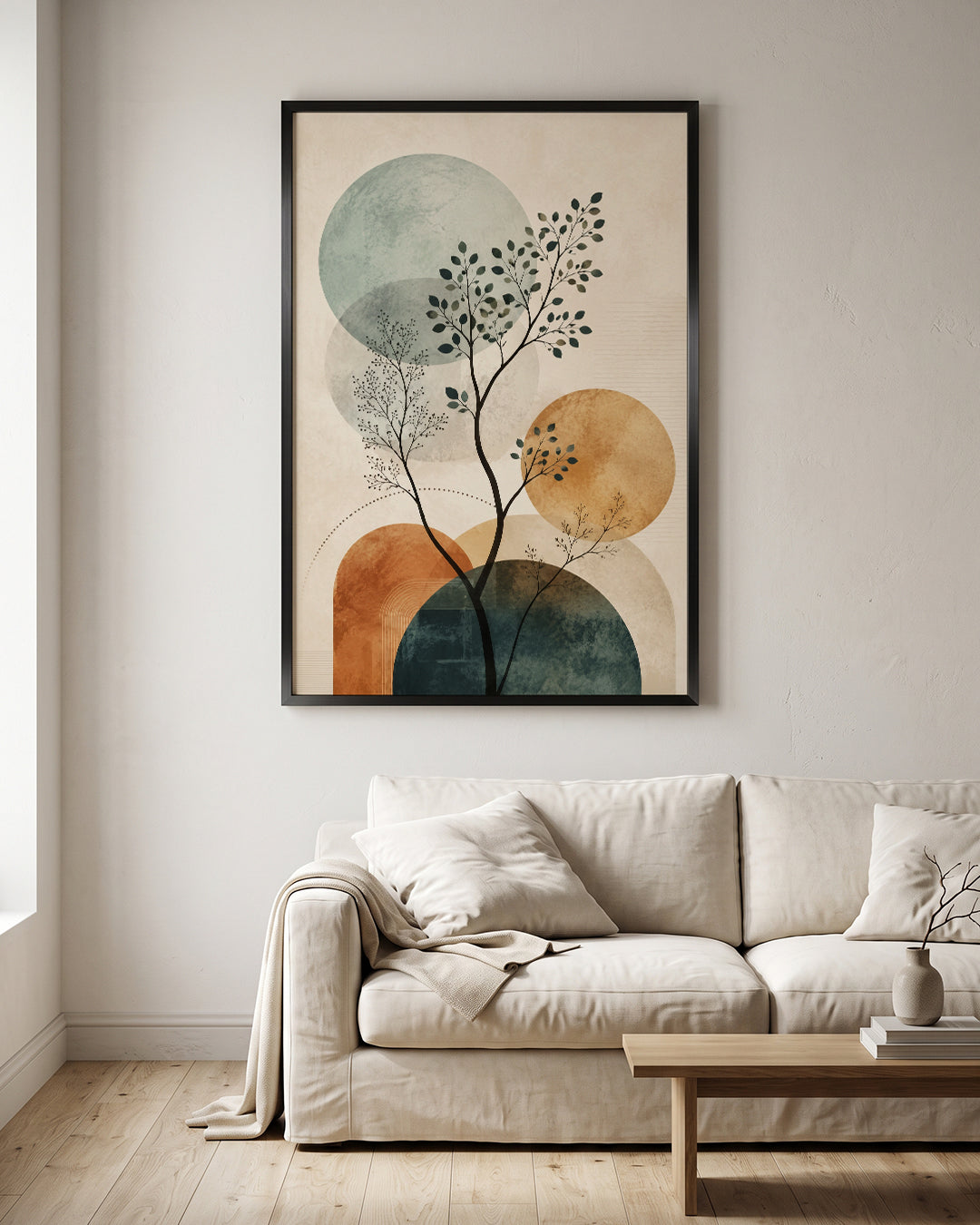 Botanical Branch Geometric Shapes Boho Minimalist Wall Art Canvas